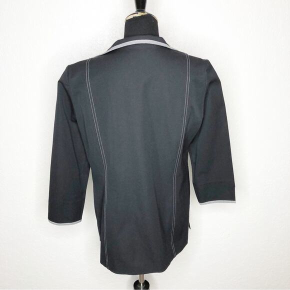 Ming Wang black white plaid trim hook front blazer jacket size Small - Picture 15 of 15